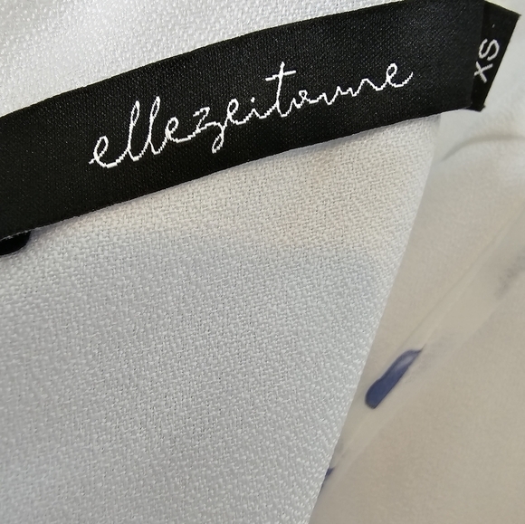 Elle Zeitoune Size Xs Blue And White Ruched Floral Minidress Nwt - Picture 4 of 6